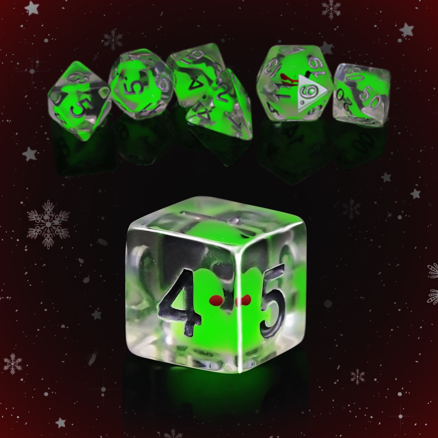 SWAJUJA Glow-in-the-Dark Green Duck DND Dice Set Polyhedral RPG for Dungeons & Dragons 7 Piece