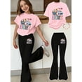 thumbnail image 3 of oqasdz Baby Girl Clothes Easter Bunny Print Short Sleeve Top and Flare Leg Pants Stylish Streetwear Clothing Sets Comfort Fit, 3 of 3