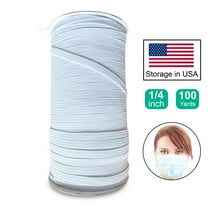 100 Yards 1/4 Inch (6 mm) Width Braided Elastic Band White Elastic String Cord Heavy Stretch High Elasticity Knit Elastic Band for Sewing Craft DIY (White)