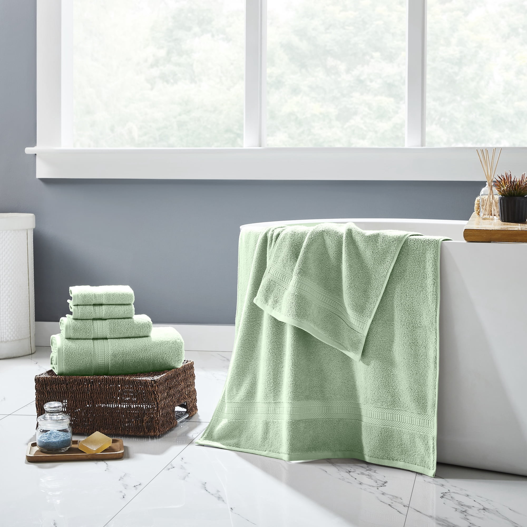 Modern Threads Bamboo Cotton Blend 6-Piece Bath Towel Set, Seafoam