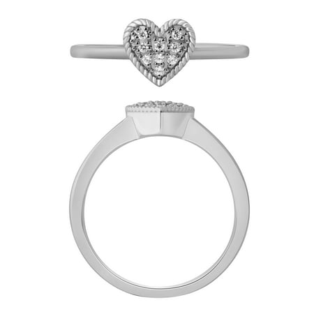 Diamond Heart Shape Ring in 10 Karat White Gold