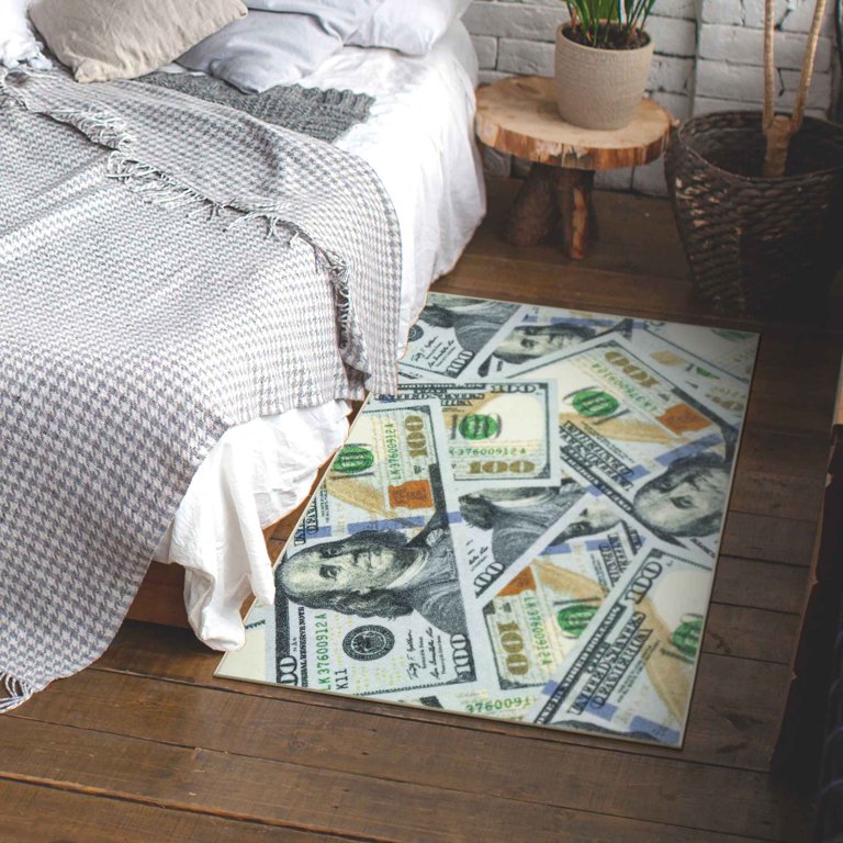  Machine Washable $100 Bill Design Non-Slip Rubberback 31x79  Modern Runner Rug for Hallway, Kitchen, Bedroom, 2'7 x 6'7, Multicolor :  Home & Kitchen