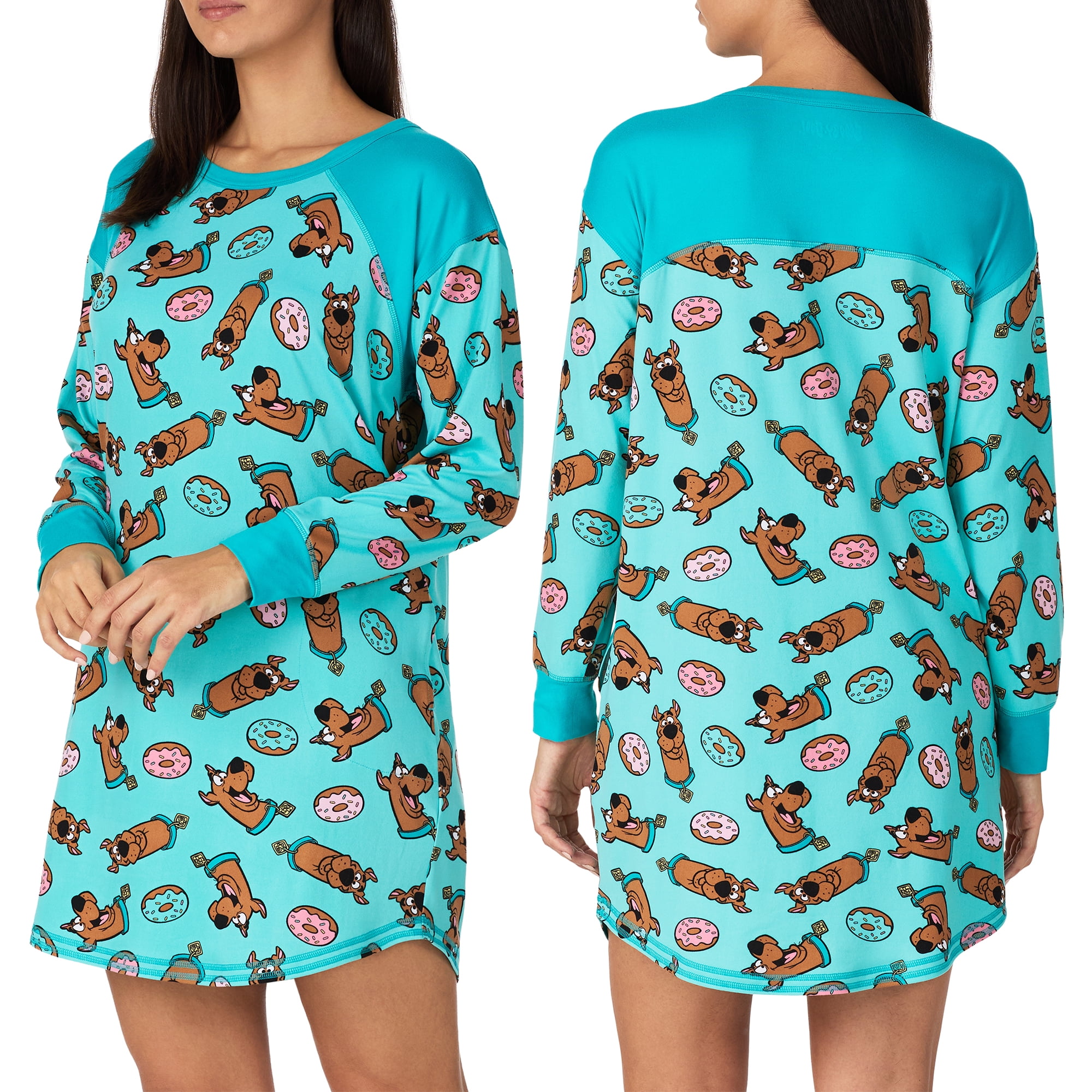 Richard Leeds International Womens Long Sleeve Crew Neck Lounger Top Scooby Doo, X-Large, Blue Scooby