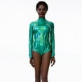 thumbnail image 6 of Silver Metallic Ballet Suit with Long Sleeves for Women Ballet Dance Tops Suitable for Parties and Carnivals Stage, 6 of 21