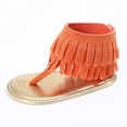 thumbnail image 2 of Infant Baby Girls Tassel Sandal Summer Shoes Anti-slip Newborn Prewalker Tassel Casual Baby Soft-soled Sandal Child Girls Casual High Quality Kids Shoes,Orange, 6-12 M, 2 of 7