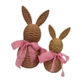 thumbnail image 4 of 2 piezas de adorno de conejo de Pascua tejido, figura de conejo, hermosa decoración coleccionable de conejo Rosa, 4 of 8