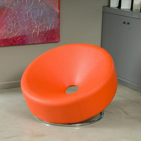 Edom Round Orange Leather Accent Chair