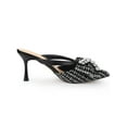 thumbnail image 3 of BLISSFUL STEP Women's Shoes Pointed Toe Sparkly Rhinestone Bow Stiletto Heels Mules Black 9.5, 3 of 8