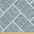 thumbnail image 1 of Oriental Fabric by the Yard Upholstery, Continuous Line Art with Lace Ornamental Bohemian Motif Pattern Graphic, Decorative Fabric for DIY and Home Accents, Cadet Blue and White by Ambesonne, 1 of 5