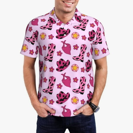 Zeuib Retro Cowgirl Print Men s Athletic Fit Golf Polo Shirt Performance Golf Shirt for Men Button Down Golf Shirts Fashion Polo Shirt-Medium