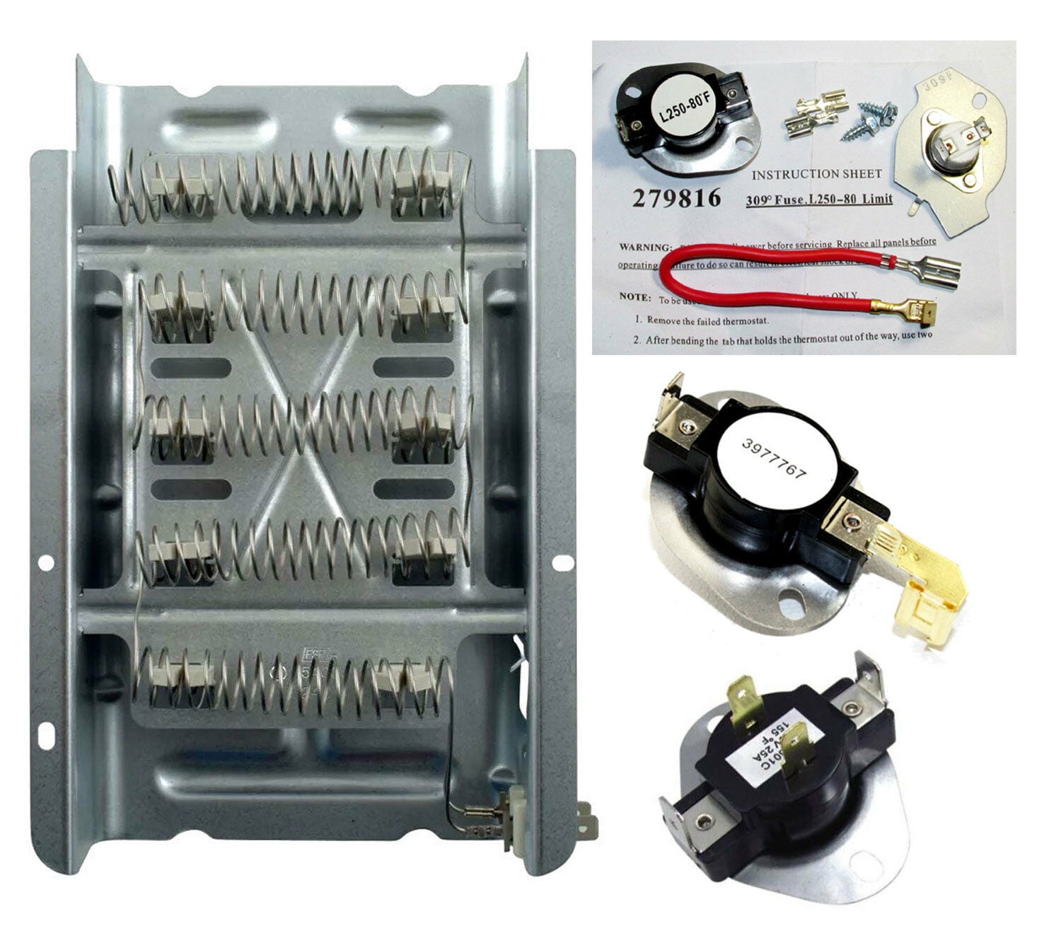 8565582 3977393 3977767 3387134 279816 Whirlpool Kenmore Heater and