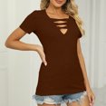 thumbnail image 5 of Drses Women's Casual Dressy Short Sleeve T-Shirts - Criss Cross V Neck, Slim Tops, 5 of 6