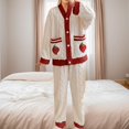 thumbnail image 4 of Women's pajamas set double-faced fleece pajamas cardigan with buttons autumn and winter full set pajamas, 4 of 7
