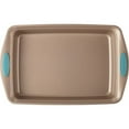 thumbnail image 4 of Rachael Ray Cucina Nonstick Bakeware 9" x 13" Rectangle Cake Pan, Latte Brown with Agave Blue Handles, 4 of 4