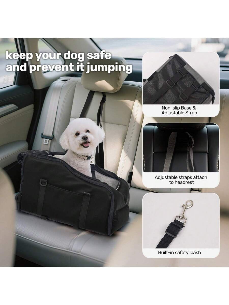Removable And Washable Car Comfortable Pet Seat For Small Dogs And Cats - Portable Center Console Travel Bed