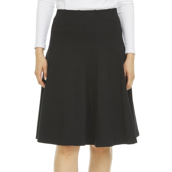 BGDK Classic Fit & Flare Cotton Pleated Skirt – Comfortable High-Waisted Knee & Midi Length for Everyday Style Black Large