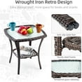 thumbnail image 5 of Outdoor 3 Pieces Bistro Set, Patio Swivel Wicker Glider Patio Chairs with Table Set, with 4”Thick Cushions and Coffee Table for Porch, Balcony, Deck, Red, 5 of 9