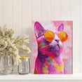 thumbnail image 2 of Qisvanset Colorful Cat With Sunglasses Canvas Print 15.75x11.81 Inches, 2 of 8