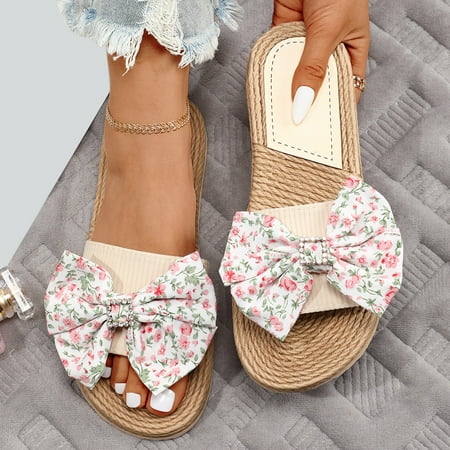 

Aayomet Wedge Sandals for Women Women Shoes Fashion Flat Slippers Comfort Sole Chair Slippers Boho Style Bow Beach Sandals Beige 7.5