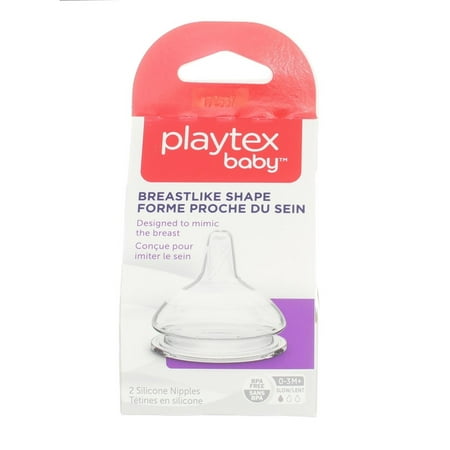 Playtex Baby Breastlike Shape BPA Free, 0-3M+ Slow Flow, 2 Silicone