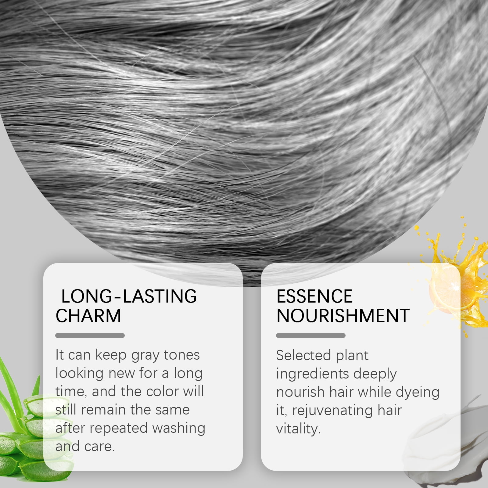 Alvantor Silver Hair Color Dye Moisturizing Demi Permanent Color for Gray Coverage Long-Lasting Nourishing, 3.53oz