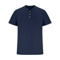 thumbnail image 6 of WREESH Men's Solid Henley Shirts Short Sleeve Shirt with Turndown Collar for a Classic Business Casual Style Blue, 6 of 6