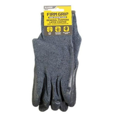 Regent Products 63618-0120 Gray Cuff Firm Grip Latex Coasted Gloves in PDQ Peggable - Extra Large