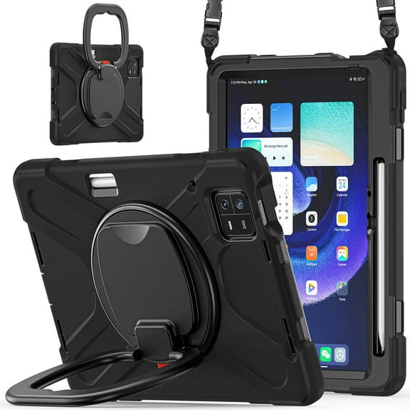 XYX Case for Xiaomi Pad 6/Xiaomi Pad 6 Pro 2023 11.0 inch, 360 Degree Rotating Hand Grip Shockproof Cover with Shoulder Strap, Black