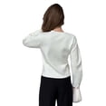 thumbnail image 4 of Cropped Cardigan Sweaters for Women V Neck Long Sleeve Gold Button Down Knit Cardigan Tops White L, 4 of 9