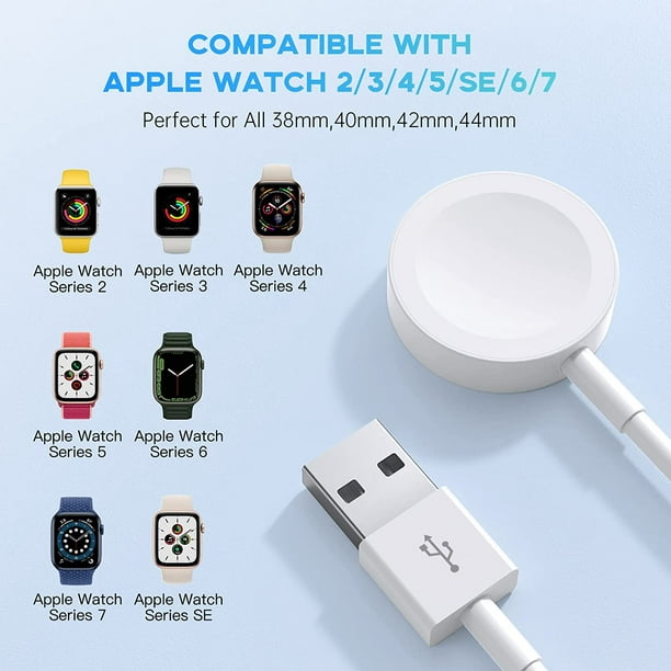 Chargeur Apple Watch vers câble de charge USB A compatible avec toutes les  montres Apple - Série 7/SE/6/5/4/3/2/Série 1 