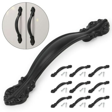 Spencer 10 Pack Door Pulls Cabinet Handles 4.5 inch Drawer Pulls Black Metal Cabinet Pull, 2.5 inch Hole Center Cupboard Hardware for Kitchen Bathroom Bedroom