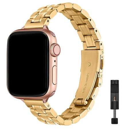 WFEAGL Stainless Steel Replacement Band Apple Watch 38/40/41mm Steel Wristband Gold