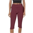 thumbnail image 2 of Swuxness Women Casual Capris Pants Solid Color Elastic Loose Breathable Versatile Wear, 2 of 4
