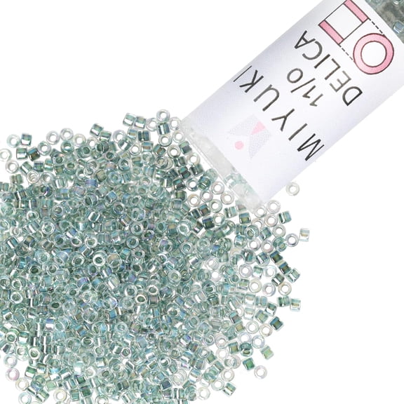 Miyuki Delica Seed Beads – Size 11/0 (1.6 mm), DB0084, Light Seafoam-Lined AB, 7.2 g, Approx. 1440 Beads