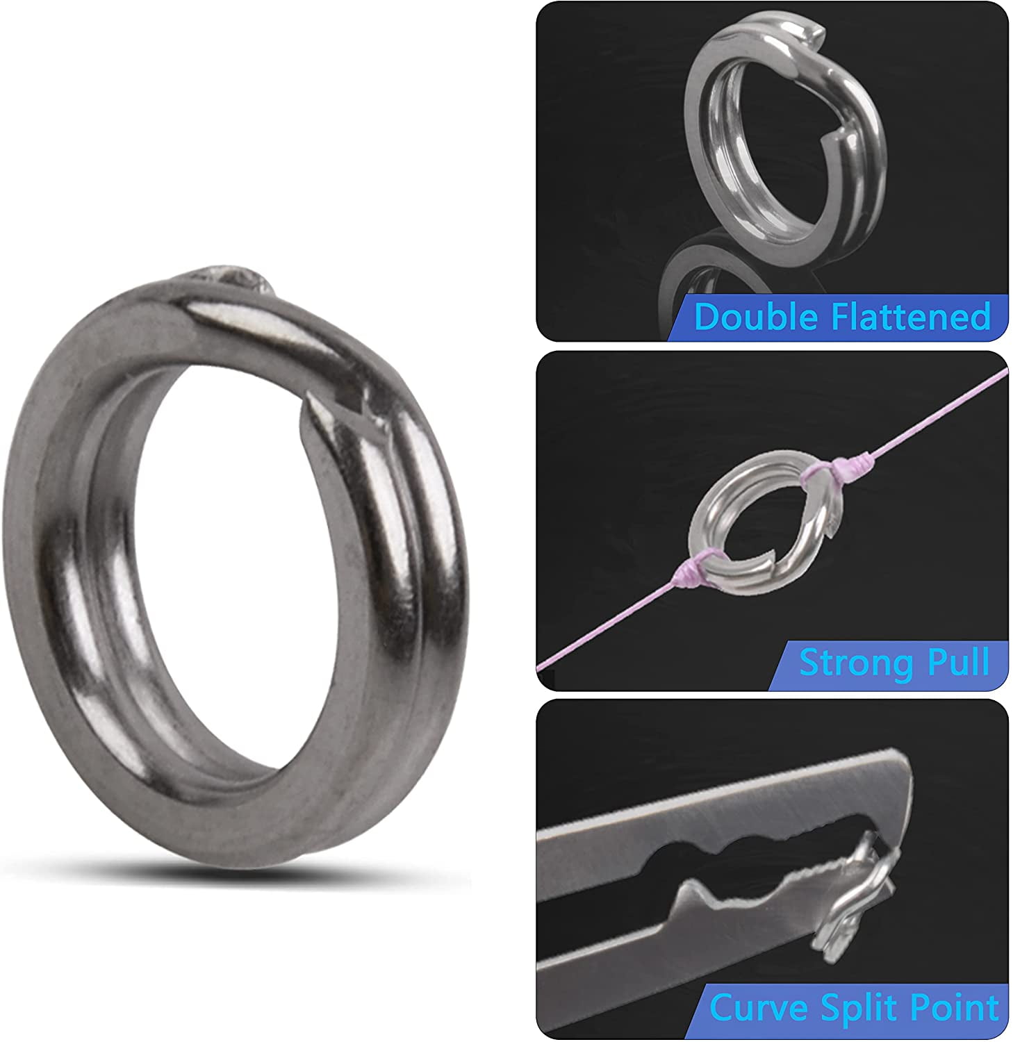 Stainless Steel Fishing Split Rings, Double Flat Wire Snap Ring