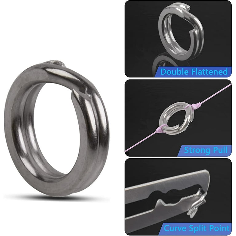 Stainless Steel Fishing Split Rings, Double Flat Wire Snap Ring Heavy Duty Lure  Connector Fishing Tackle Saltwater 38LB-145LB 