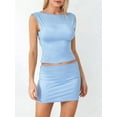 thumbnail image 3 of SUNSIOM Women's 2 Piece Summer Outfits Sleeveless Cropped Tank Tops Mini Bodycon Skirt Set, 3 of 6