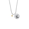 thumbnail image 2 of Delight Jewelry Goldtone Mini November - Yellow Crystal Heart Silvertone Script Initial Disc - L - Charm Necklace, 20"+3", 2 of 4
