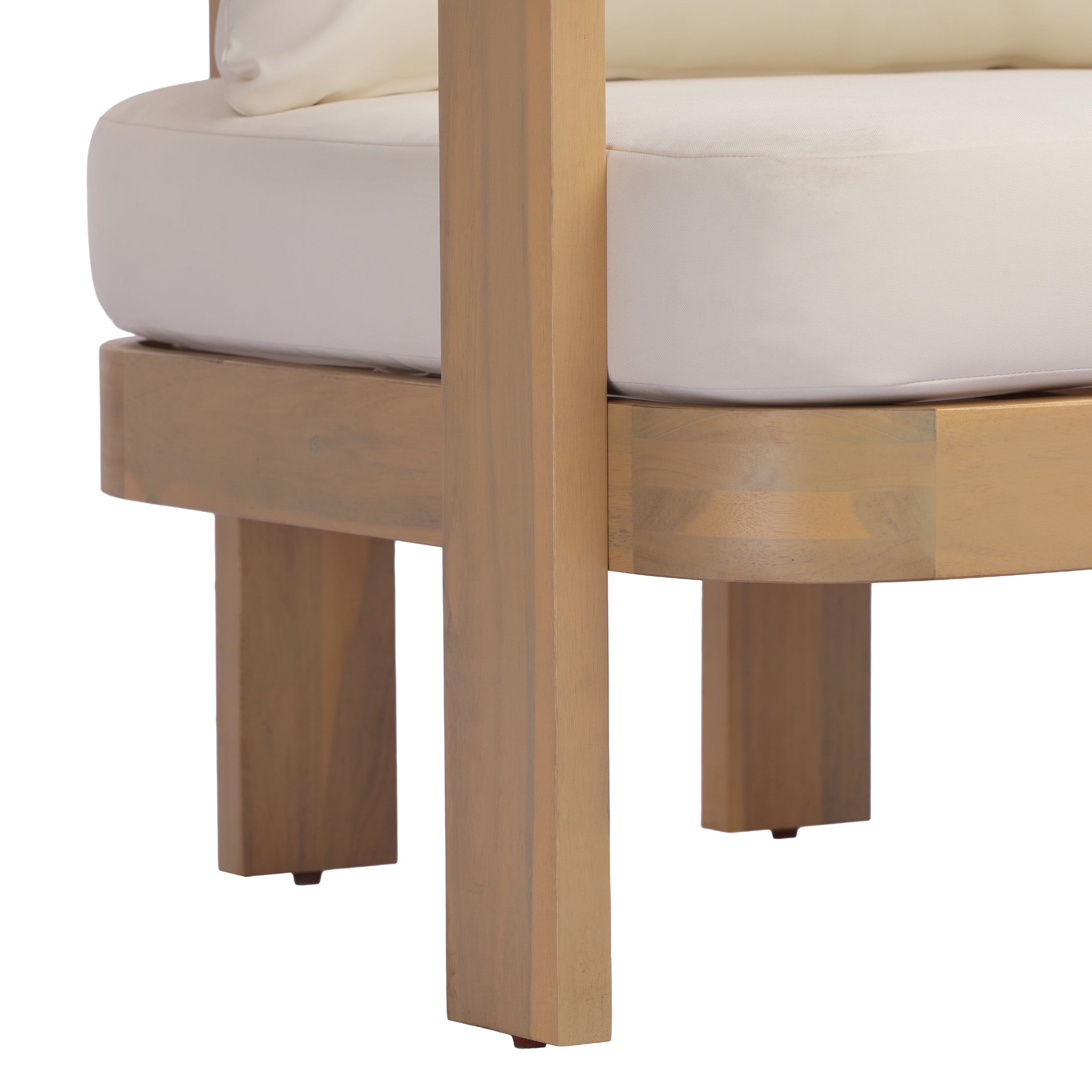 Christopher Knight Home 4-Piece Patio Conversation Set with Cushions, Coffee Table, Light Teak + Cream