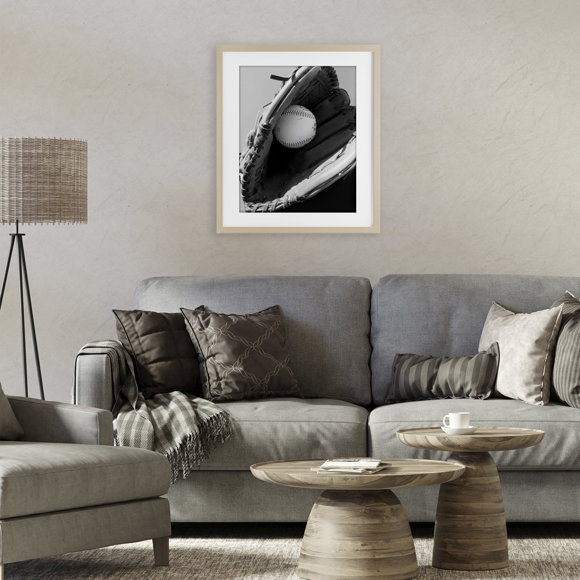 Stupell Industries Nice Catch Baseball Birch Framed Print Under Glass, design by Marcus Prime