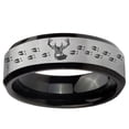 thumbnail image 2 of Deer Antler 8MM Beveled Edge Gray And Black Tungsten Men Ring, 2 of 2