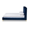 thumbnail image 3 of Baxton Studio Valery Modern and Contemporary Navy Blue Velvet Fabric Upholstered King Size Platform Bed with Gold-Finished Legs, 3 of 9