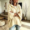 thumbnail image 5 of Beige Sweatshirt for Women Oversized Short Sleeve Hoodie for Women Casual Loose Batwing Half Sleeve Hooded Sweatshirt with Front Pocket Color Relaxed Fit Pullover Hoodie Daily Streetwear, 5 of 6