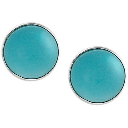 Brinley Co. 4-4/5 Carat T.G.W. Created Turquoise Sterling Silver Round Stud Earrings, 10mm