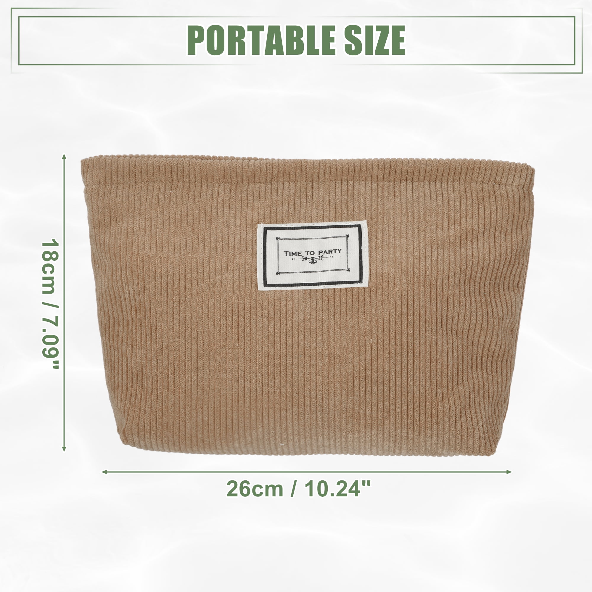 Unique Bargains Women Corduroy Makeup Bags Corduroy Cosmetic Bag Zipper Makeup Pouch Brown