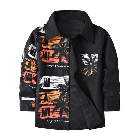 

Toddler Boys Girls Shirt Coat Jacket Patchwork Cartoon Prints Long Sleeve Kids Lapel Button Tops Outwear Big Boys Sleeveless Shirt Long Sleeved Shirt Boys Tops Boys Size Small Boys Graphic Long Sleeve