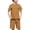 Brown, variant on Boys Cotton Linen Outfit Sets Short Sleeve Crew Neck T-Shirt & Shorts Summer Casual Clothes for 5-14 Years