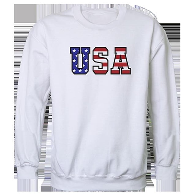 Rapid Dominance RS3-784-WHT-01 Sweat à Col Rond Graphique avec Texte Drapeau, Blanc - Petit