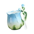 thumbnail image 4 of Taza de café de flores tazas de rosa bebida taza de cerámica taza de la mañana caca para beber taza de té de para jugo de té leche de café azul, 4 of 8