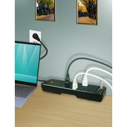 Hyper Tough Indoor 10-Outlet 10ft Surge Protector 2480-Joule Protection with 4 USB Ports, Black